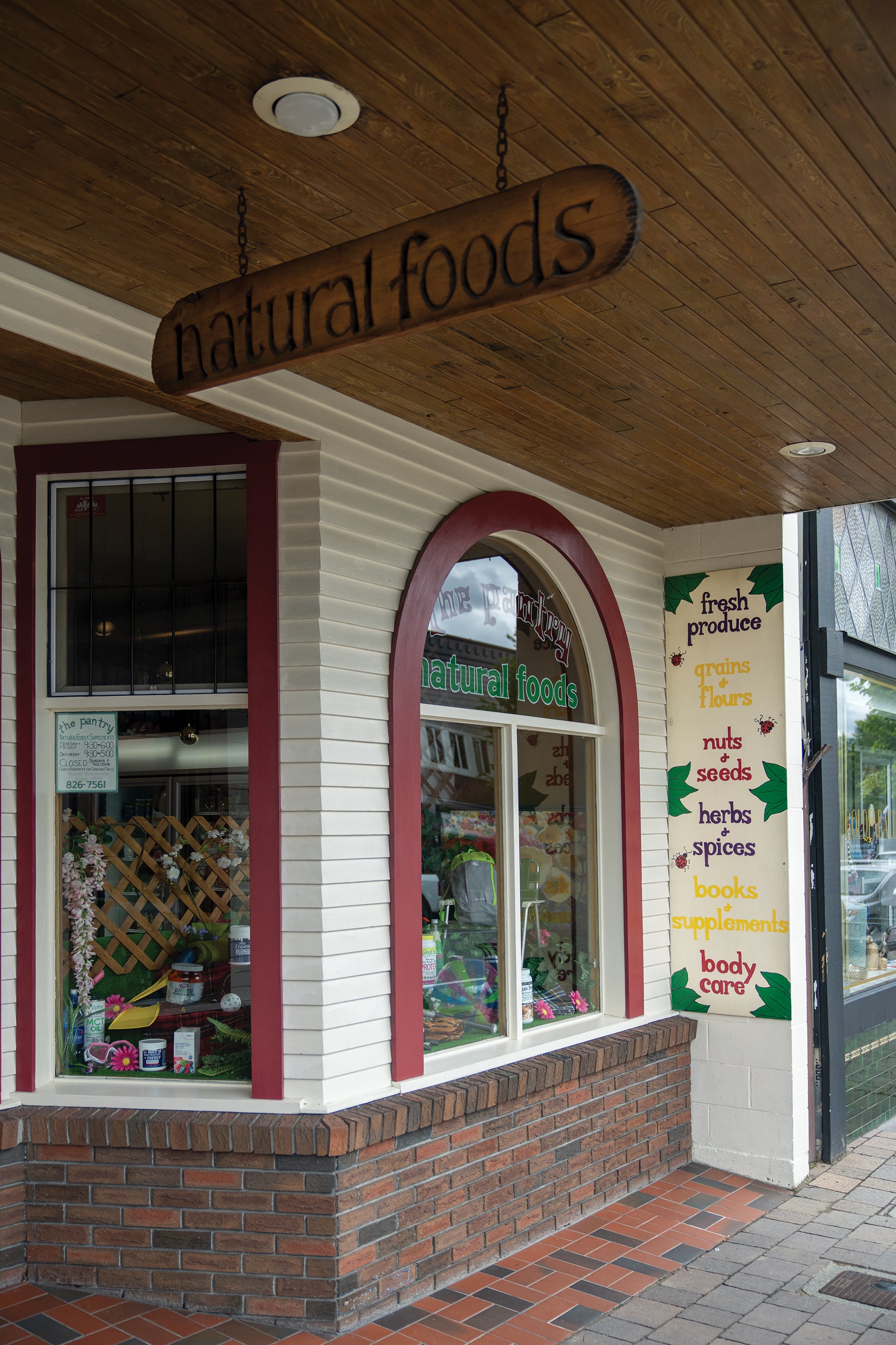 Exterior Window display of The Pantry Natural Foods Mission BC